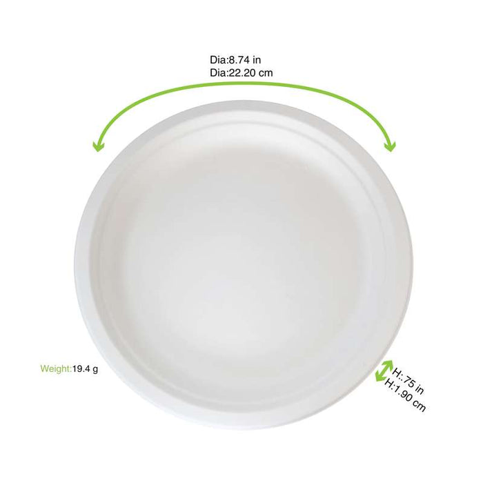 Assiette en pulpe blanche ronde Ø222mm - 500Pcs