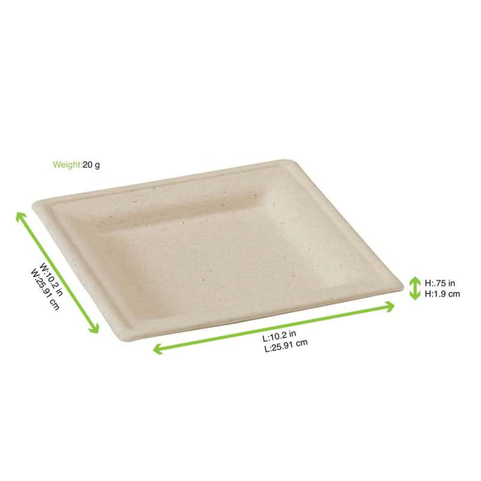 Assiette brune carrée en pulpe 260x260mm - 250Pcs