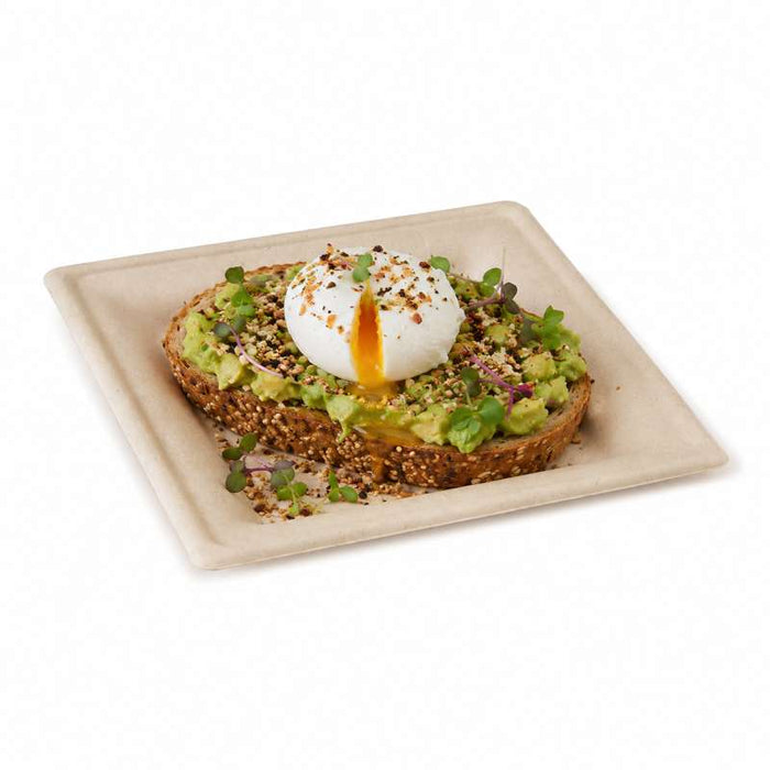 Assiette brune carrée en pulpe 260x260mm - 250Pcs