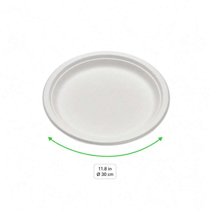 Assiette ronde blanche en pulpe   H26mm-250Pcs