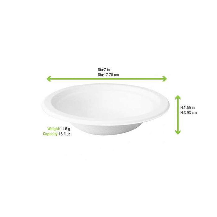 Bol en pulpe blanc rond Ø177mm H41mm 450ml - 600Pcs