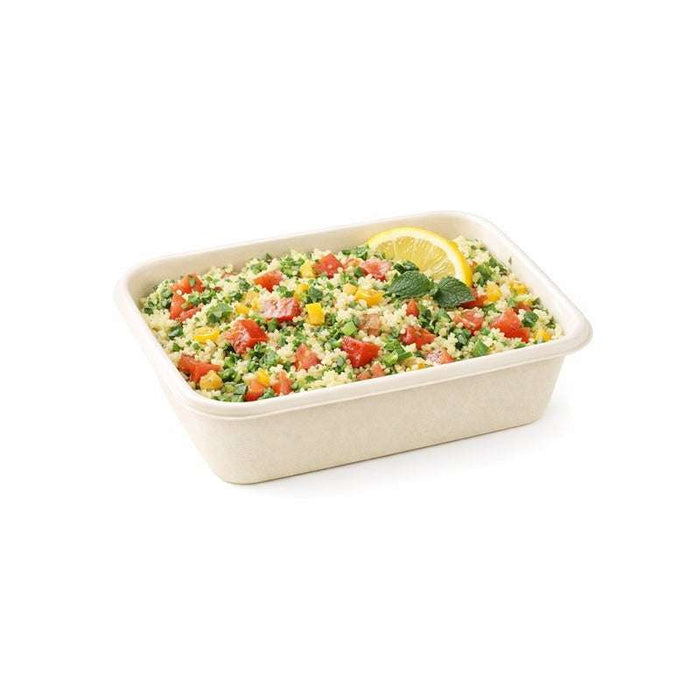 Boite repas pulpe blanche avec couvercle  193x135mm H50mm 850ml-400Pcs