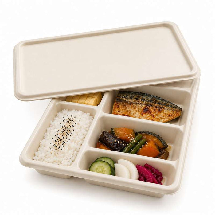Couvercle pour plateau repas pulpe 5 compartiments 300x244mm H37mm - 200Pcs