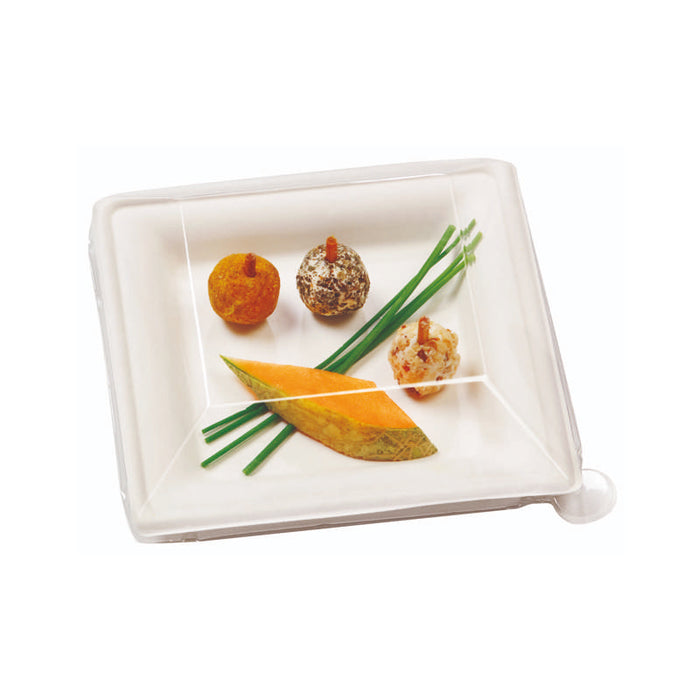 Couvercle RPET transparent  160x160mm H38mm-250Pcs
