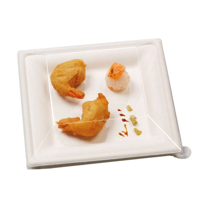 Couvercle plat transparent en plastique PET 200x200mm H50mm-250Pcs