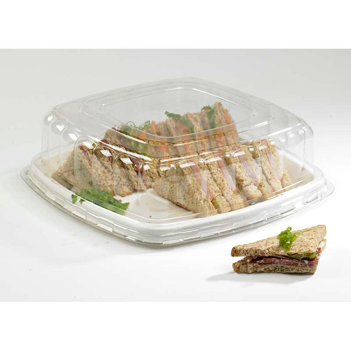 Couvercle plat transparent en plastique PET 318x318mm H85mm-24Pcs