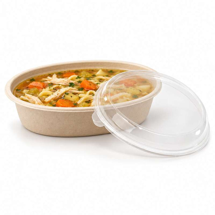 Couvercle plat et oval transparent en plastique PET 260x190mm H40mm-500Pcs