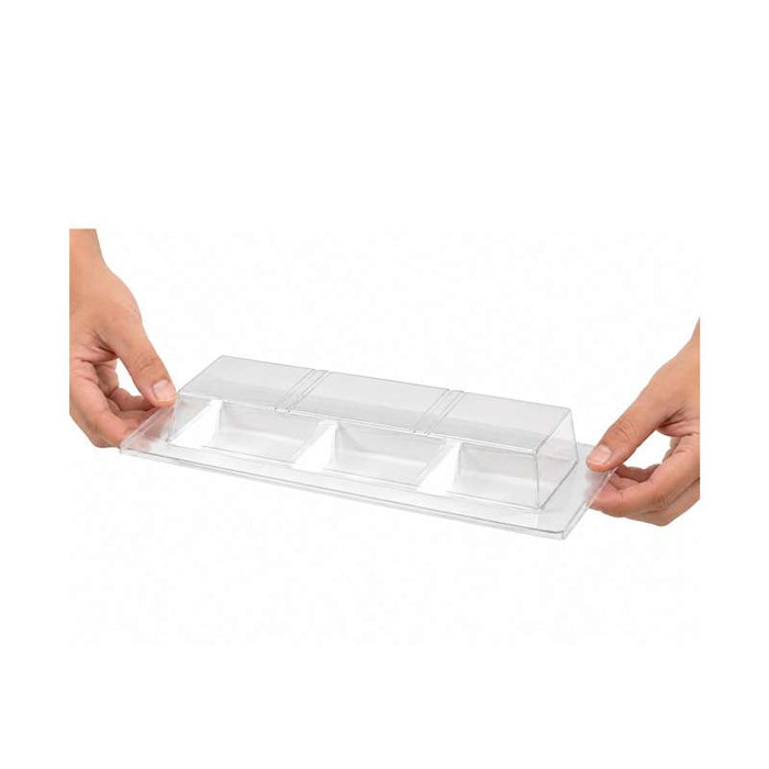 Couvercle plat transparent en plastique PET 260x110mm H32mm-250Pcs