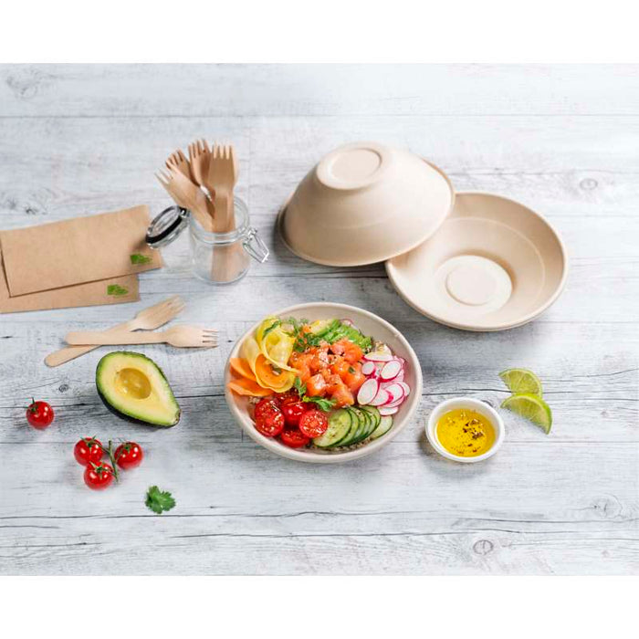 Bol à poke rond en pulpe brune "Poke" Ø196mm H63mm 950ml - 250Pcs