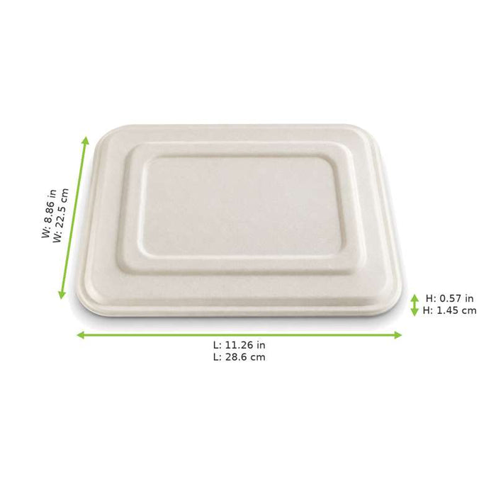 Couvercle en pulpe pour plateau repas à 5 compartiments 286x225mm H14,5mm - 200Pcs