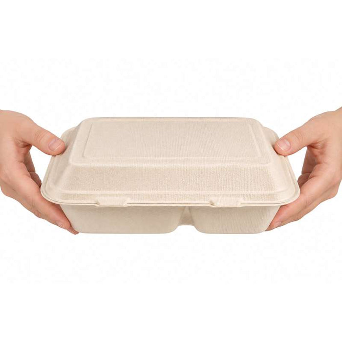 Coquille blanche pulpe 2 compartiments  243x160mm H73mm 1000ml-500Pcs