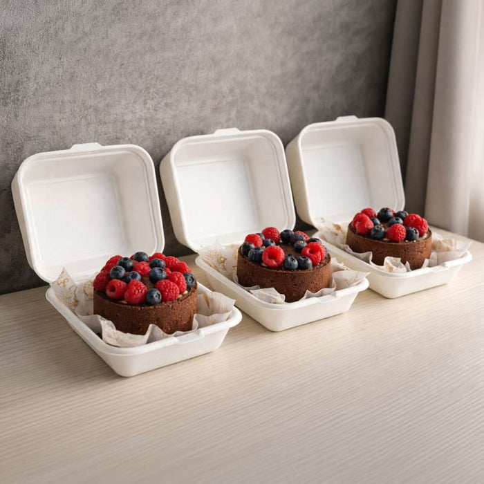 Boîte hamburger coquille en pulpe blanche 150x150mm H76mm 460ml - 500Pcs