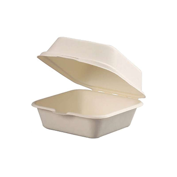Boîte hamburger coquille en pulpe blanche 150x150mm H76mm 460ml - 500Pcs