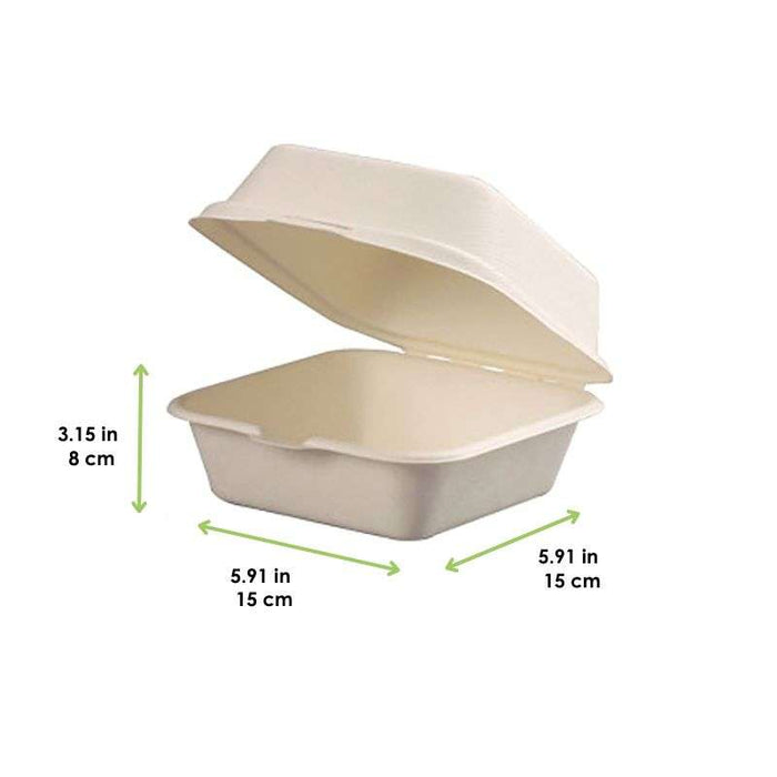Boîte hamburger coquille en pulpe blanche 150x150mm H76mm 460ml - 500Pcs