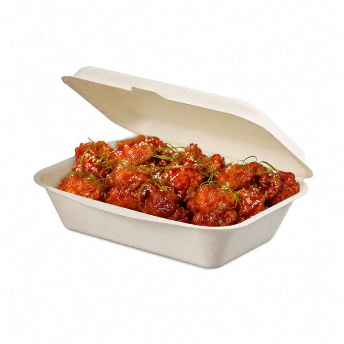 Boîte coquille en pulpe blanche 190x140mm H56mm 600ml - 600Pcs