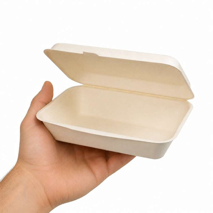 Boîte coquille en pulpe blanche 190x140mm H56mm 600ml - 600Pcs
