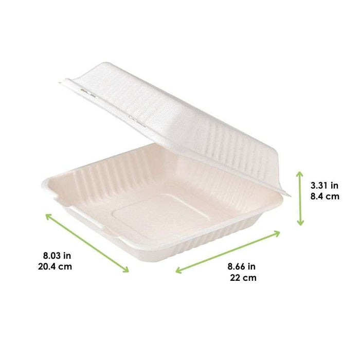 Boîte coquille en pulpe blanche 220x204mm H84mm 850ml - 200Pcs
