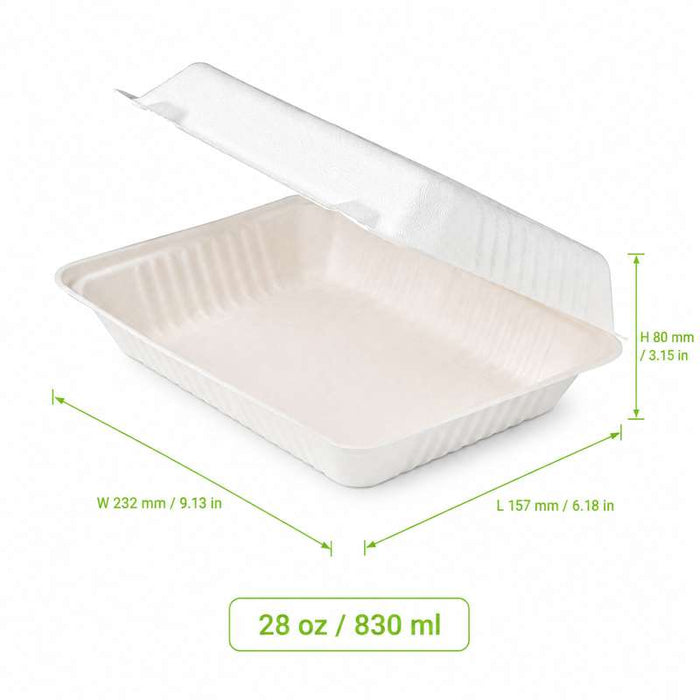Coquille blanche en pulpe 232x157mm H80mm 830ml-200Pcs