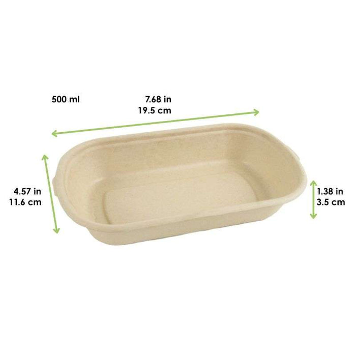 Boite rectangulaire brune en pulpe "Eco-Rec"  195x116mm H35mm 500ml-300Pcs