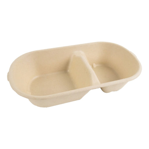 Boite rectangulaire brune en pulpe 2-compartiments  235x130mm H50mm 825ml-300Pcs