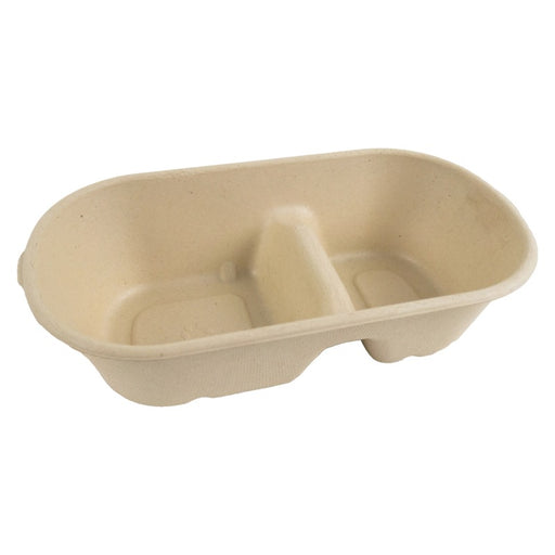 Boite rectangulaire brune en pulpe 2-compartiments  235x130mm H60mm 1000ml-300Pcs