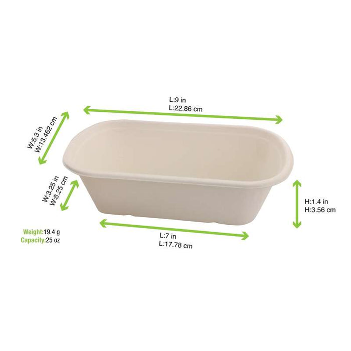 Barquette rectangulaire en pulpe brune 229x134mm H44mm 750ml - 250Pcs
