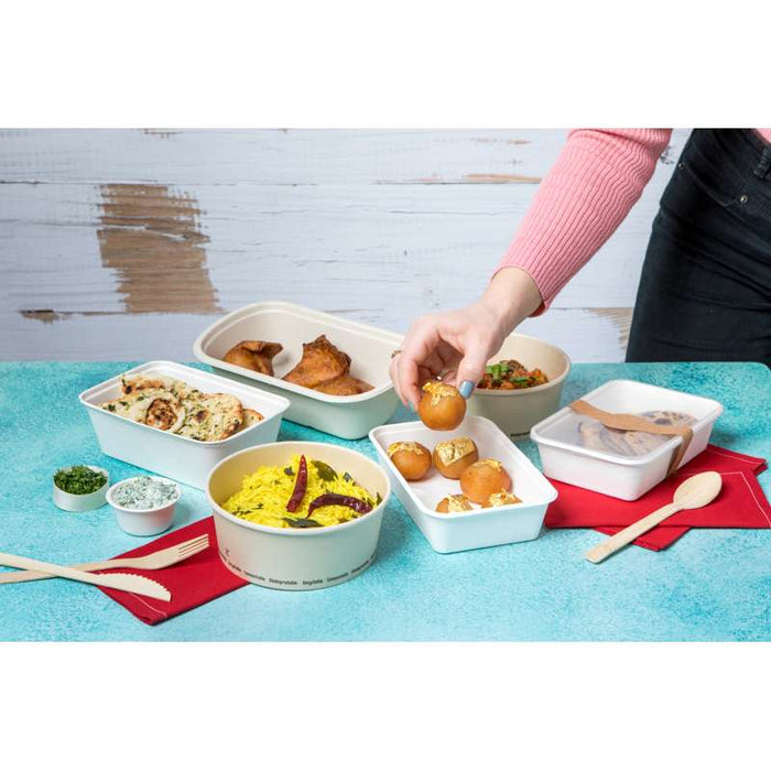 Bol à salade rond "Buckaty" en carton de fibre de bambou Ø150mm H78mm 1000ml - 360Pcs