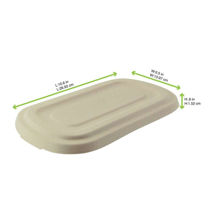 Couvercle plat rectangulaire brun en pulpe  269x139mm H16mm-250Pcs