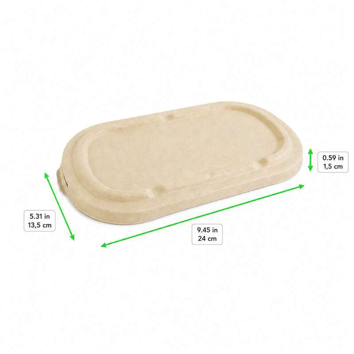 Couvercle plat rectangulaire brun en pulpe  240x135mm H15mm-300Pcs