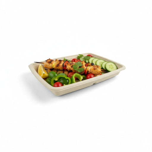 Plateau pulpe rectangulaire brun  226x162mm H27mm-300Pcs