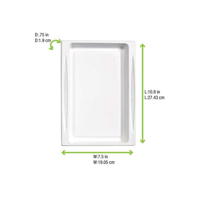 Plateau pulpe blanc rectangulaire "Atlas" format 1/2 272x193mm H19mm - 100Pcs