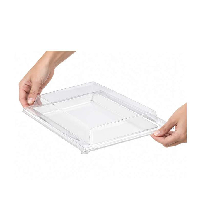 Couvercle plat transparent en plastique PET 272x193mm H33mm-100Pcs