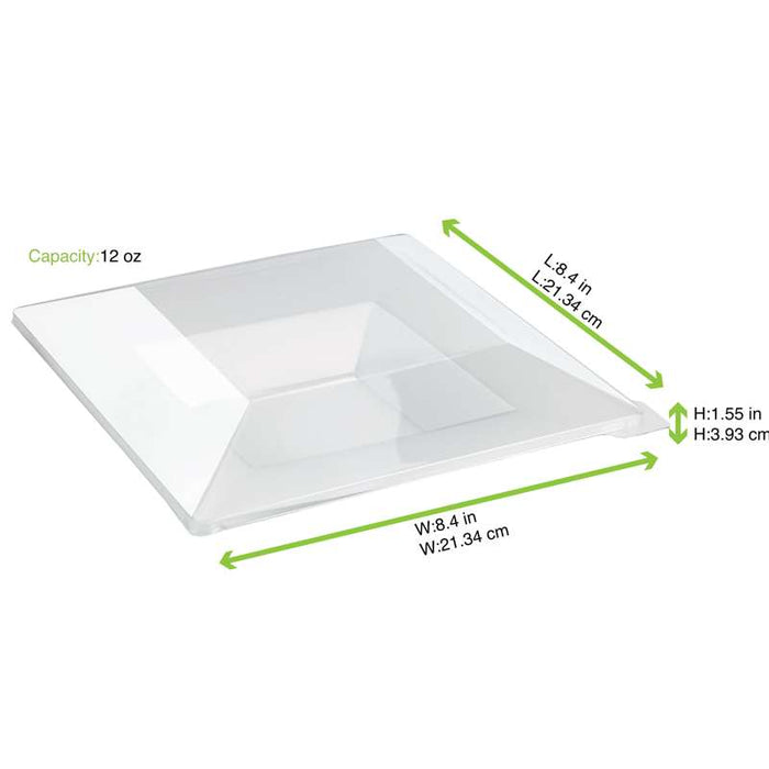 Assiette réemployable plastique PP carrée creuse givrée micro-ondable  215x215mm H40mm 350ml-60Pcs