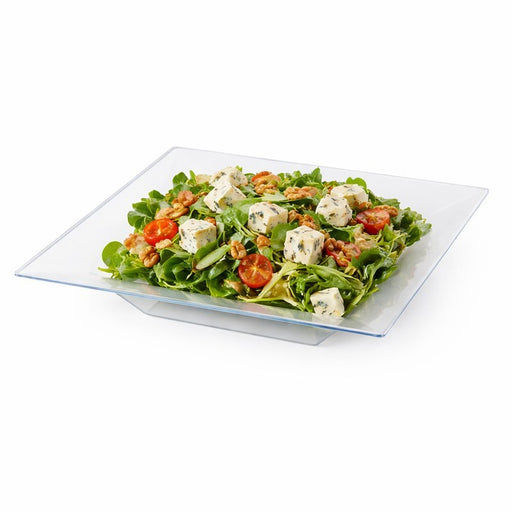 Assiette réemployable plastique PP carrée creuse givrée micro-ondable  215x215mm H40mm 350ml-60Pcs