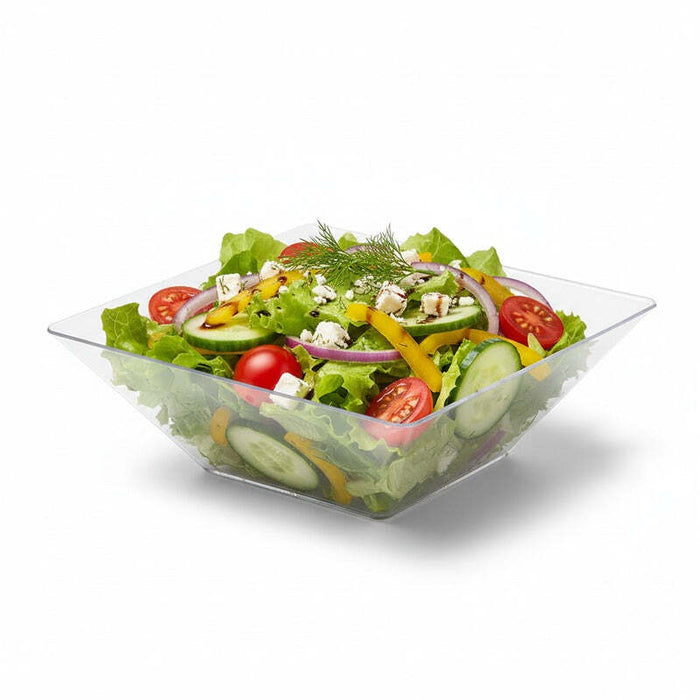 Assiette réemployable plastique PP carrée creuse givrée micro-ondable  215x215mm H40mm 350ml-60Pcs