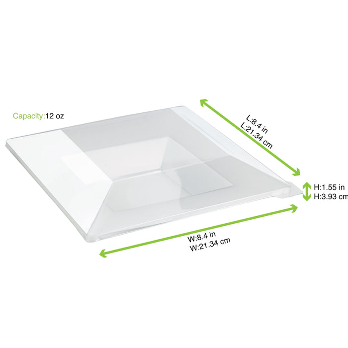Assiette réemployable plastique PP carrée creuse givrée micro-ondable  215x215mm H40mm 350ml-60Pcs