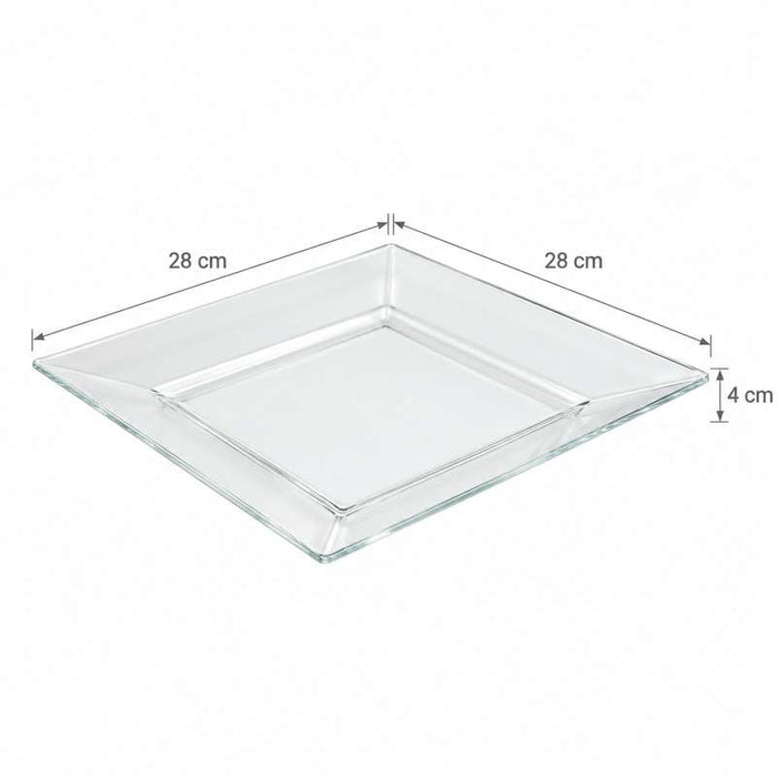 Assiette réemployable plastique PS carrée transparente  280x280mm H40mm-60Pcs