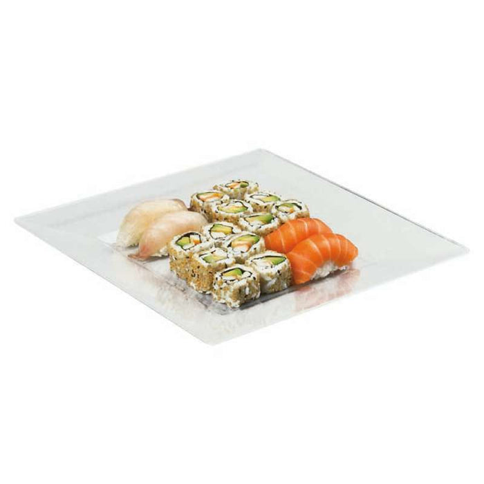 Assiette réemployable plastique PS carrée transparente  280x280mm H40mm-60Pcs