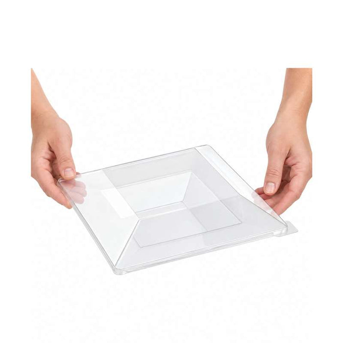 Couvercle plat transparent en plastique PET 245x245mm H30mm-60Pcs