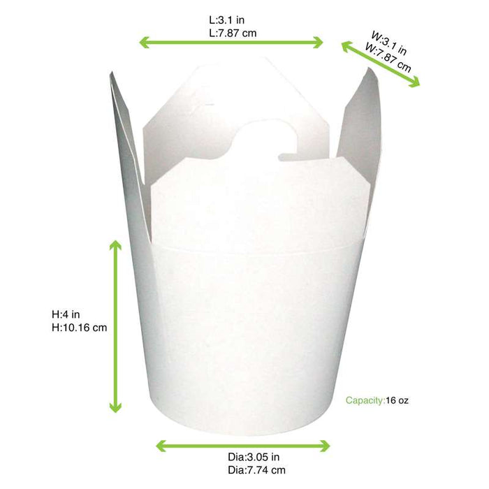Boîte à nouilles en carton blanc à fermeture par fente Ø80mm H93mm 550ml - 500Pcs