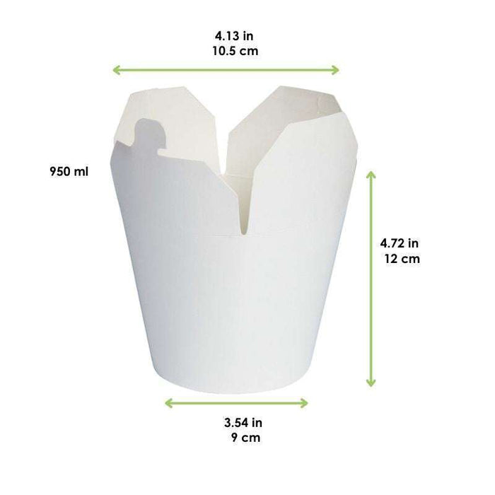Pot carton blanc base ronde fermeture à fente  H120mm 1000ml - 500Pcs
