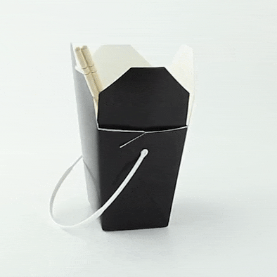 Boite carré noir avec anse  92x74mm H90mm 415ml - 450Pcs