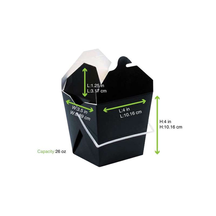 Boîte carrée noire en carton avec poignée 100x93mm H104mm 750ml - 450Pcs