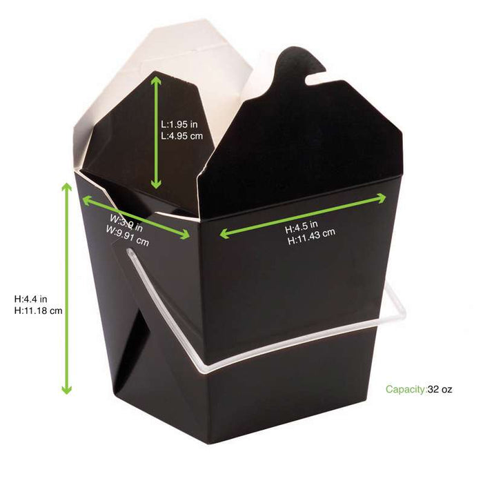 Boîte carrée en carton noir avec poignée ronde 100x100mm H110mm 950ml - 450Pcs