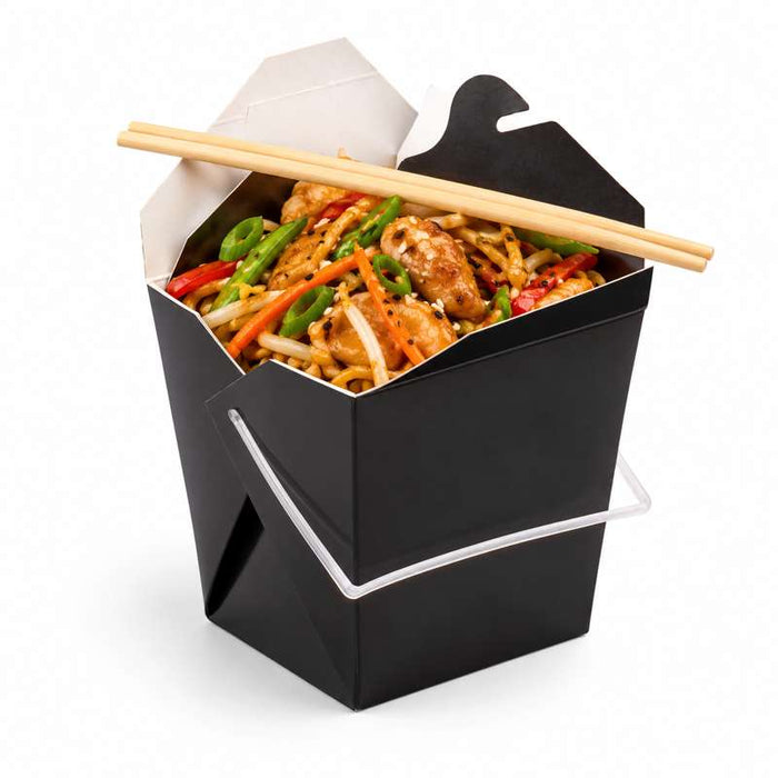 Boîte carrée en carton noir avec poignée ronde 100x100mm H110mm 950ml - 450Pcs