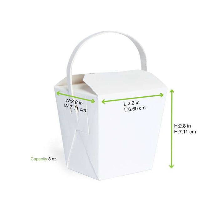 Mini Boite carré blanc avec anse  65x71mm H70mm 230ml-500Pcs