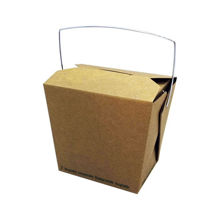 Boite carton kraft carré avec anse  95x73mm H90mm 450ml-500Pcs