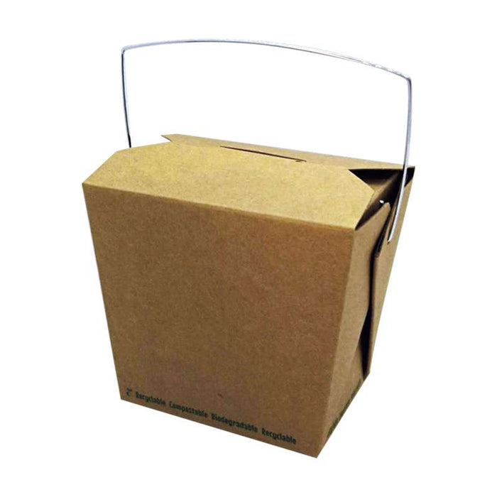 Boîte à pâtes carrée en carton kraft avec anse 100x92mm H104mm 750ml - 500Pcs