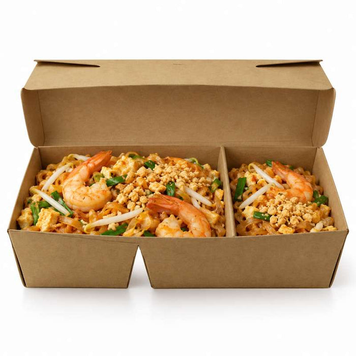 Boite repas carton kraft 2 compartiments  214x160mm H47mm 1 090ml-200Pcs