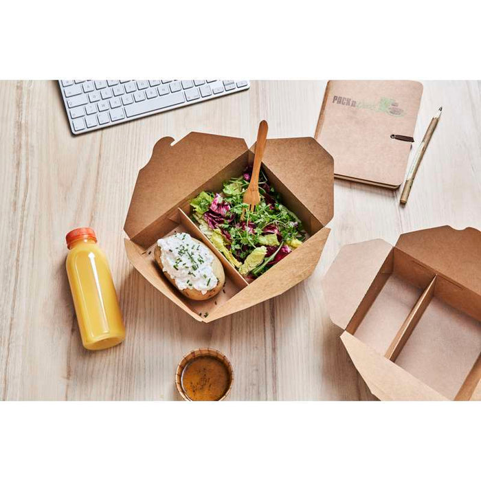 Boite repas carton kraft 2 compartiments  168x135mm H65mm 1 040ml-200Pcs